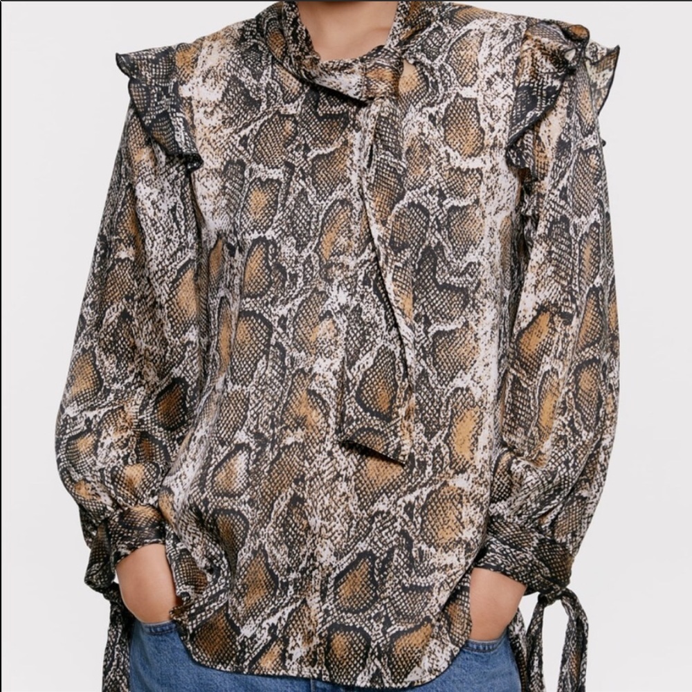 Zara Python Print Blouse - image 1